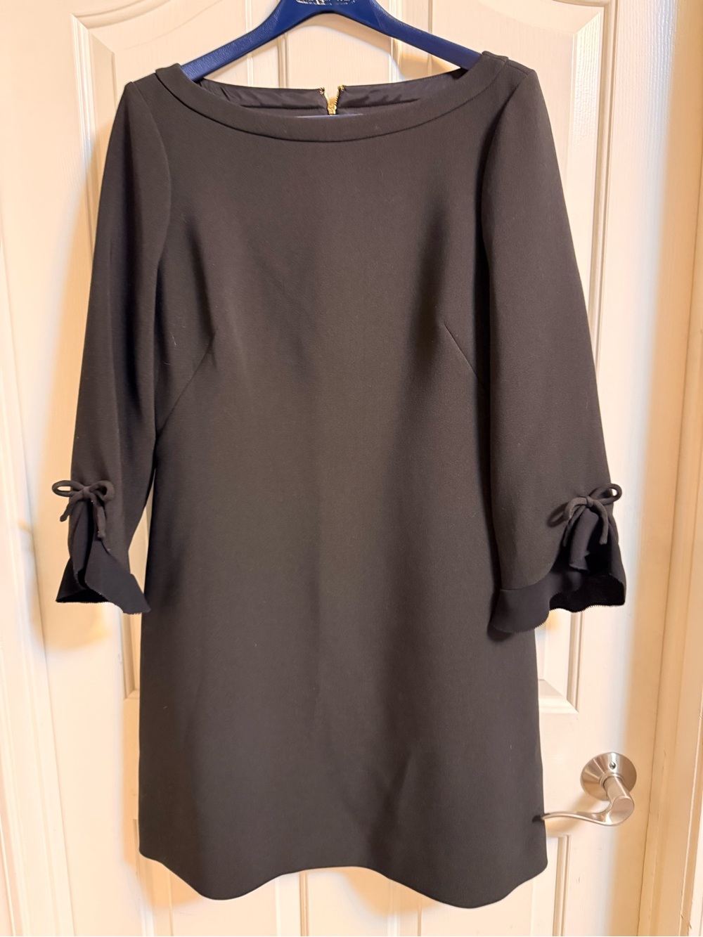 kate spade Black Mini Shift Dress with Bow Sleeve Ties